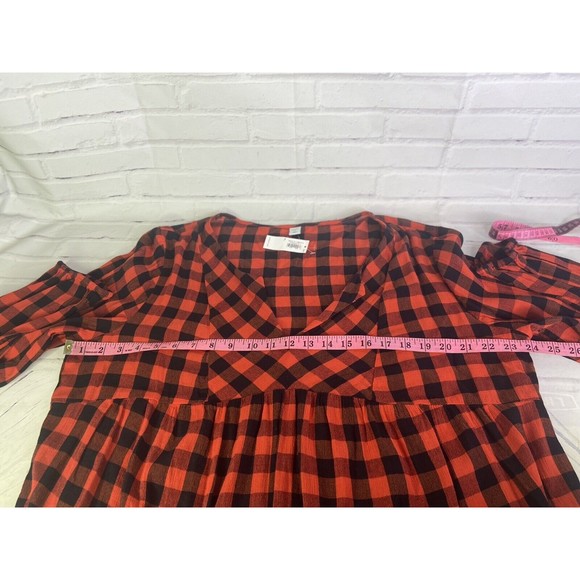 Old Navy Womens Relaxed Buffalo Plaid Red Black Top Blouse Womens XL - Picture 7 of 10